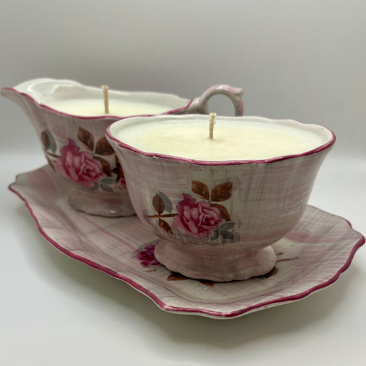 Rose & Geranium Scented Sugar & Creamer China Set